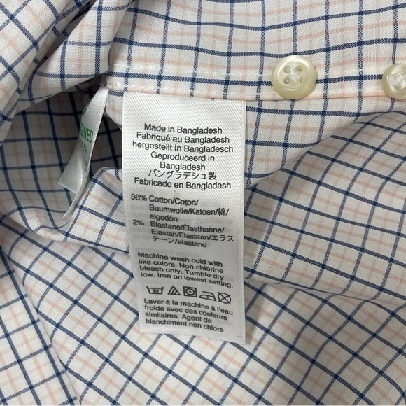 J. Crew White Blue Salmon Plaid Slim Button Down Shirt Size Medium - Picture 5 of 6